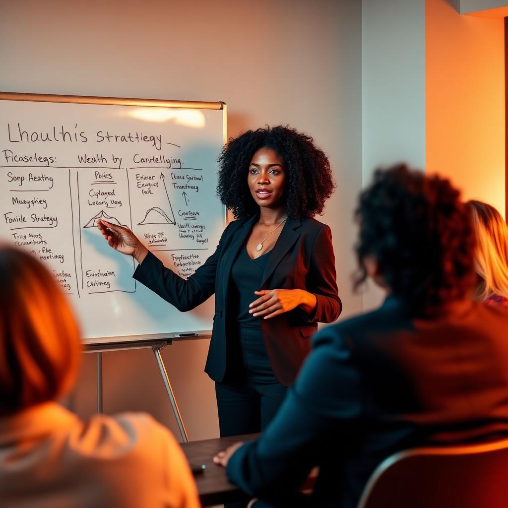 Financial educator teaching a workshop audience