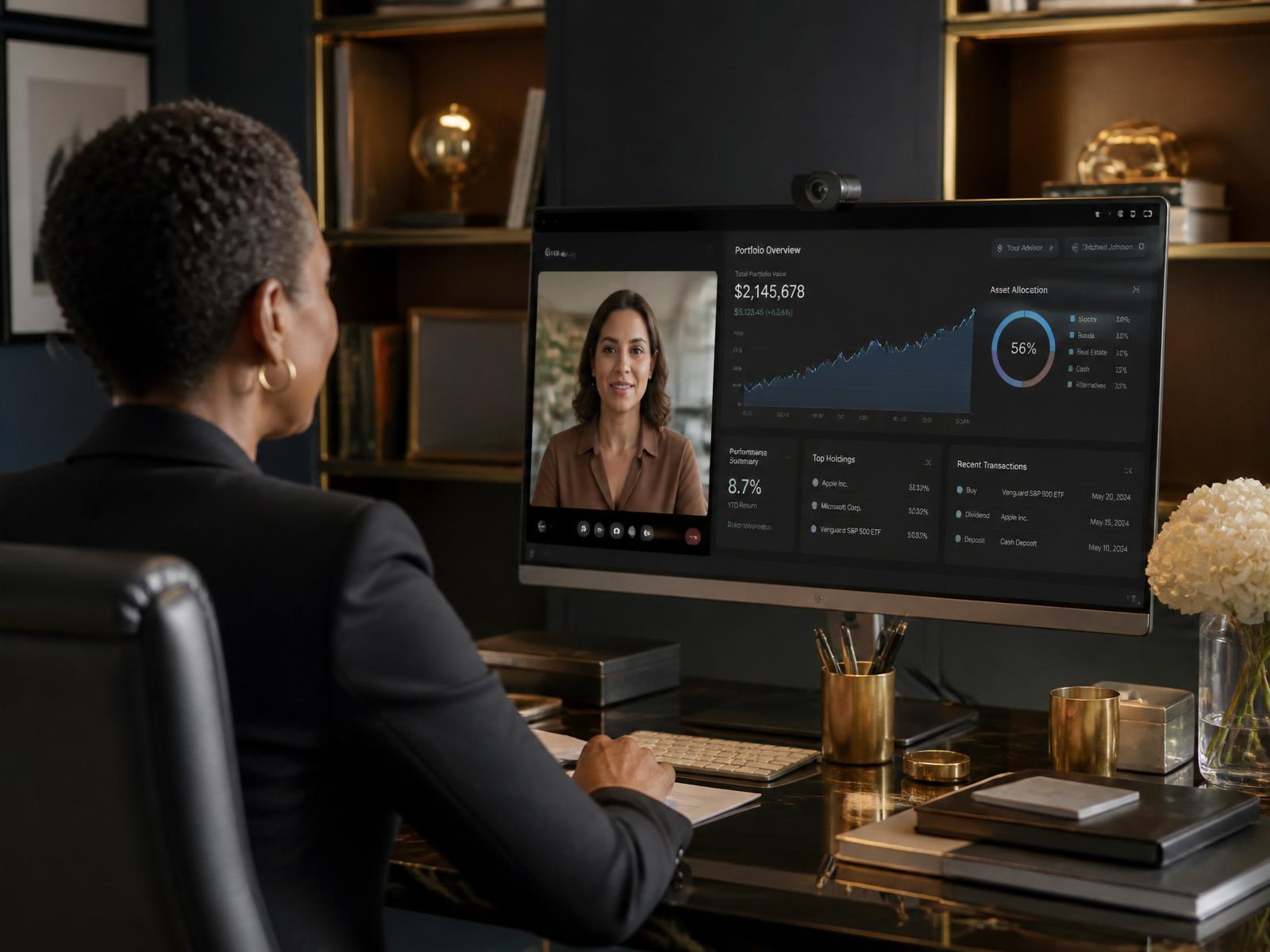 Advisor and client on a virtual financial overview call